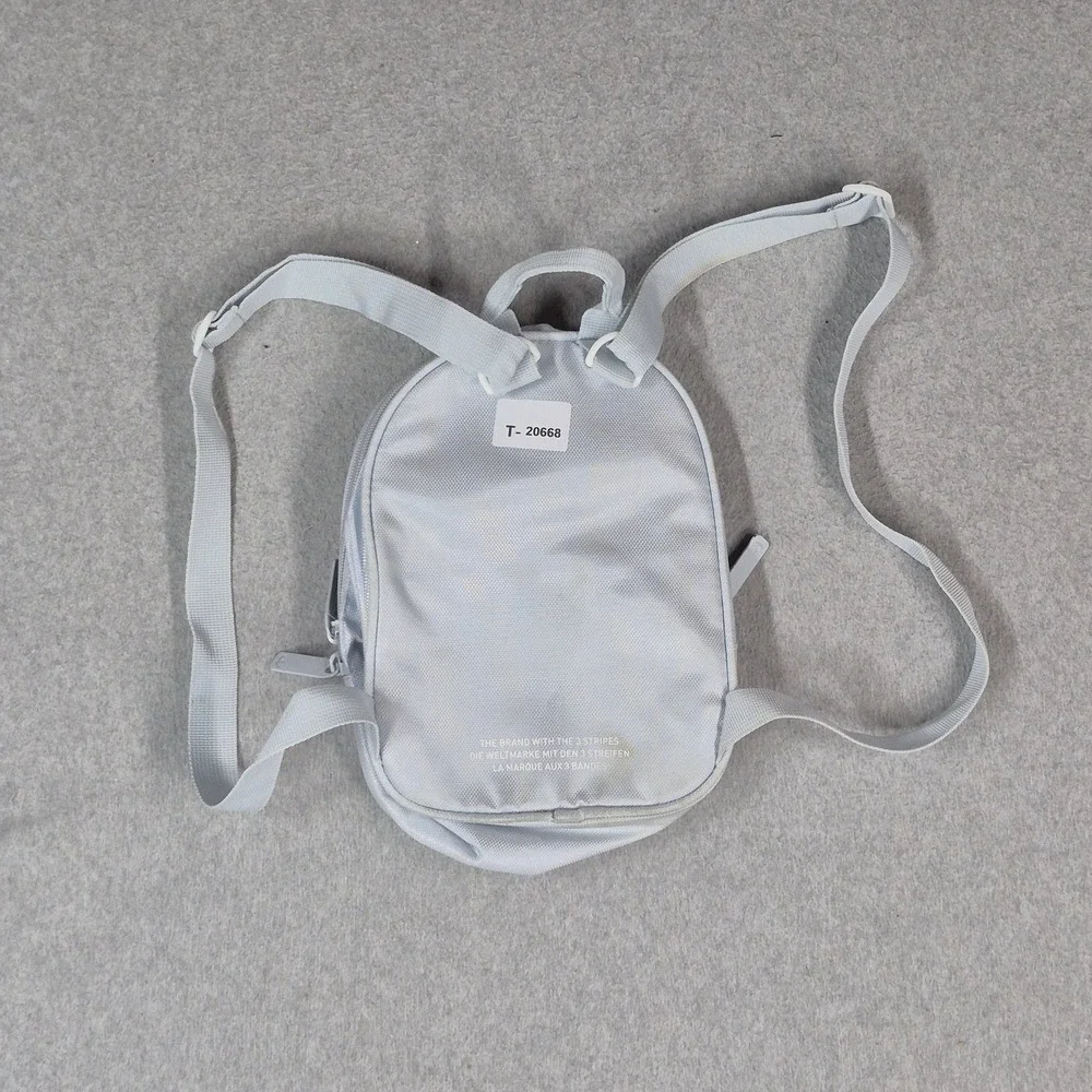 Adidas Women Bag XS Gray Backpack Santiago Trefoil Strap Canvas READ